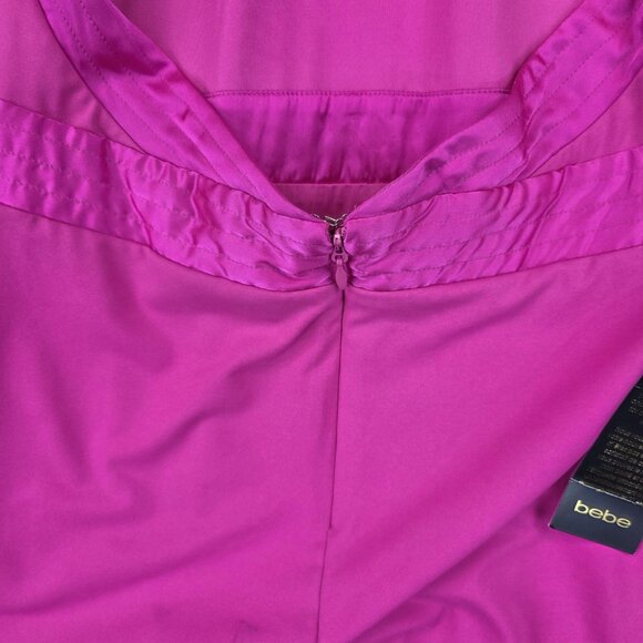 Bebe Dress Womens Size XL Pink Halter Open Back Pencil Rose Violet NWT Midi - Picture 12 of 14